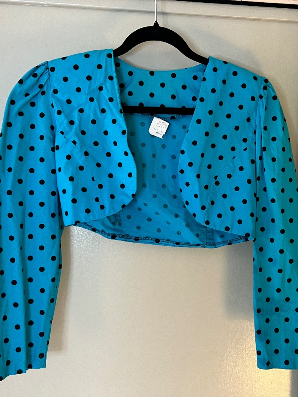 Vintage Polka-Dot Bolero - Blue & Black